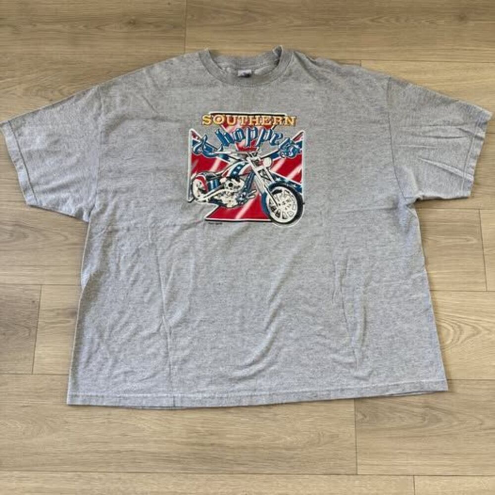 Y2K Southern Choppers Motorcycle T-Shirt Gray Biker Graphic Tee